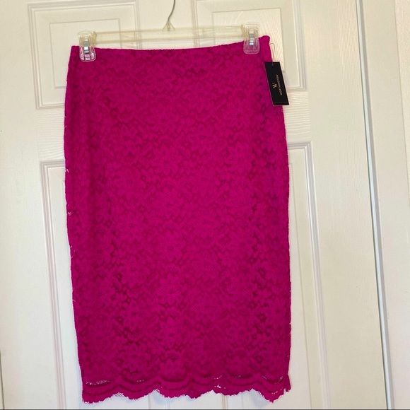 Lace Bright Pink Pencil Skirt - Picture 4 of 14